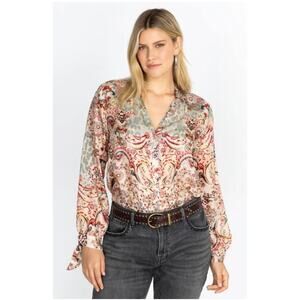 Johnny Was Silk Flowy Tunic Jungle Paisley Rasvana L/XL Boho Silky Flowy